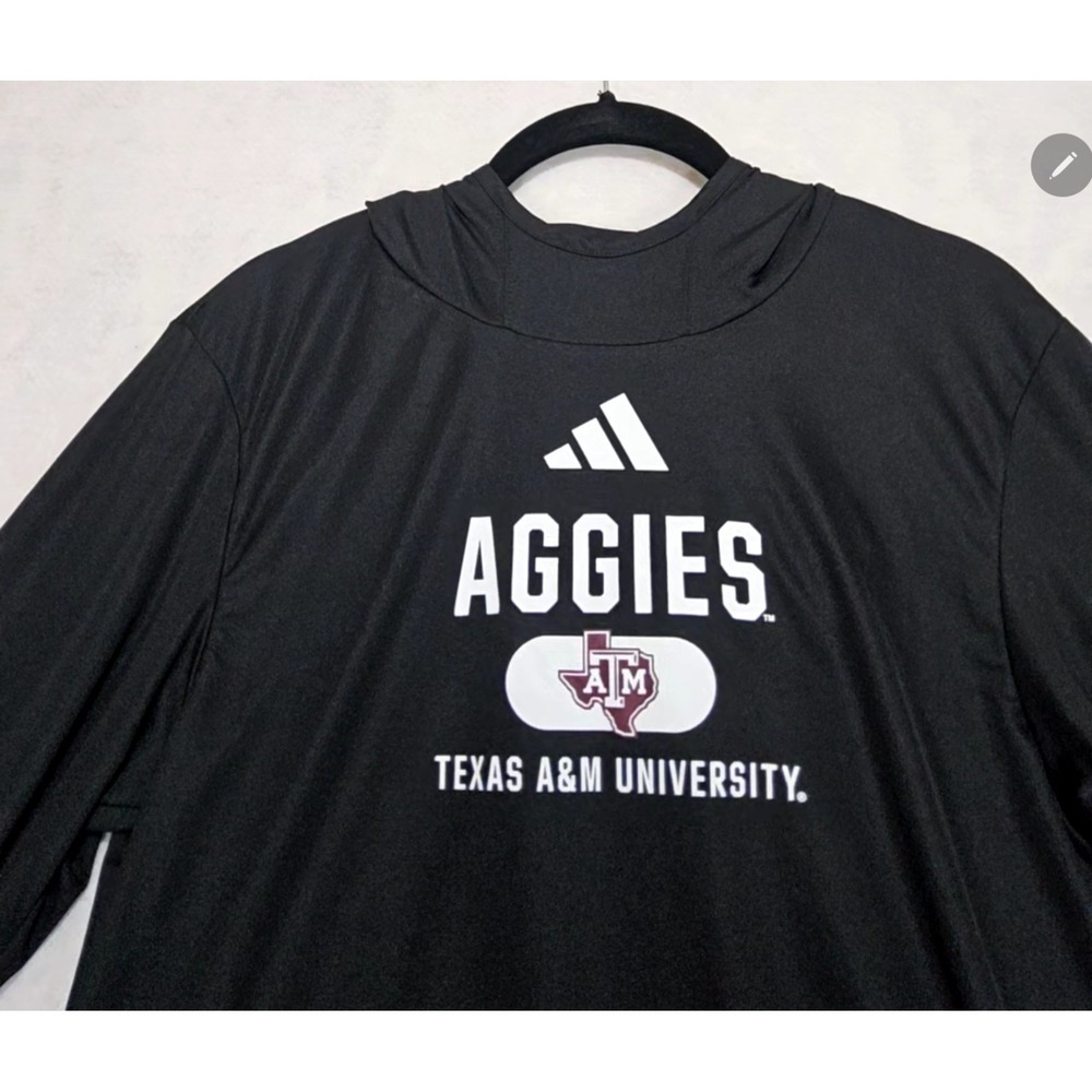 Texas A&M Womans Shirt M Adidas NEW Aggies‎ Long Sleeve Hooded Black Pull Over